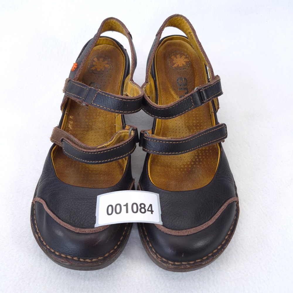 Art Company Mary Jane Wedge Sandals Brown Sz 38 Leather Gorpcore Cottagecore - Picture 12 of 12